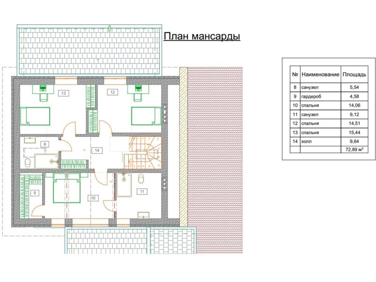 Фото планировка второго этажа проекта двухэтажного дома Ейский с общей площадью 181 м2 - от компании Строительство домов СвойДом-КРД